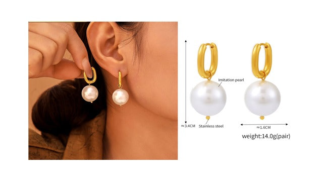 Lea Pearl Drop Hoop Earrings